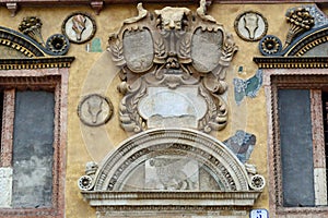 Details on buildings in Piazza dei Signori Verona Italy