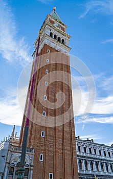 Details of the Campanile di San Marco in Venice, Italy photo