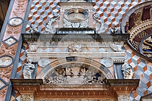 Details of the Cappella Colleoni was built with marble elements between 1472 and 1476 of the Basilica di Santa Maria Maggiore.