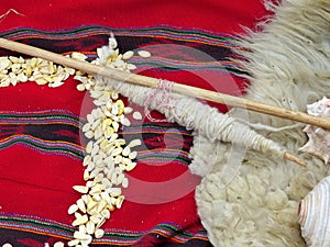 Chacana is an aboriginal ritual of indigenous peoples of Andes. photo