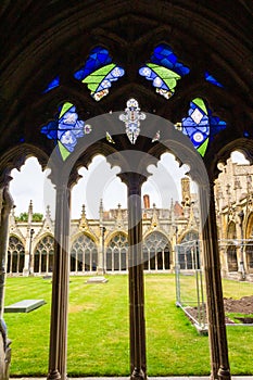 Details of cloisters of Canterbury Cathedral Kent United Kingdom