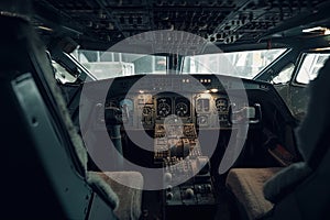 The details cockpit of airplane