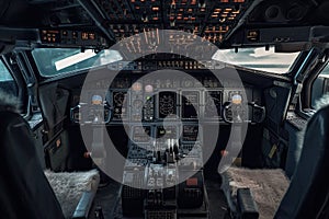 The details cockpit of airplane