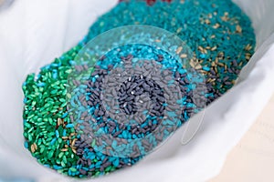 Details of colored rice for the wedding