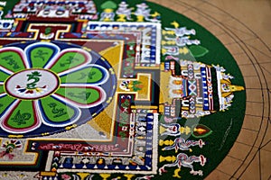 Details of colourful sand Mandala.