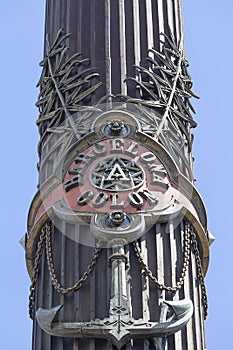 Details of Columbus Monument, Barcelona, Spain.