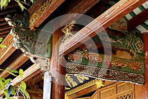 Details of decorations in an ancient house in Shaxi village, Yunnan, China