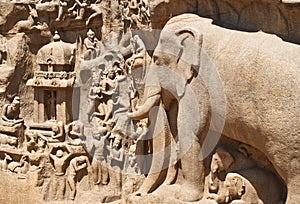 Details of Descent of the Ganges in Mahabalipuram, India photo