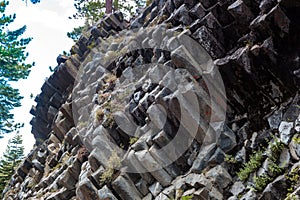 Details of Devil`s postpile basaltic organ