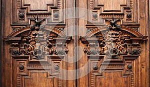 Details of the door of an ancient rich palace photo