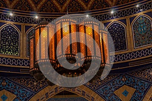 Details of eastern architecture, a stylish lamp in the interior