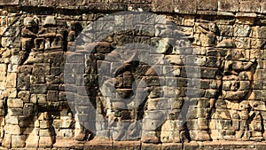 Details of Elephant Terrace in Angkor Thom