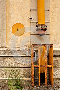 Details of the exterior of an abandoned industrial building