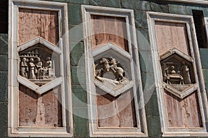 Details of the exterior of the Cattedrale di Santa Maria del Fiore Cathedral of Saint Mary of the Flower.