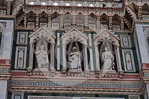 Details of the exterior of the Cattedrale di Santa Maria del Fiore Cathedral of Saint Mary of the Flower.