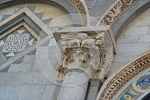 Details of the exterior of the Pisa Cathedral Cattedrale Metropolitana Primaziale di Santa Maria Assunta;