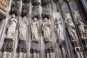 Details of facade of Cologne cathedral, Germany