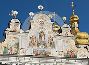 Details of facade of the Dormition cathedral in Kyiv Pechersk Lavra