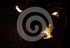 Details from a Fire Show, during a medieval event `Viagem Medieval em Terra de Santa Maria`.