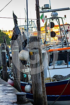 details of fishing boat photographed in caorle near the fish market