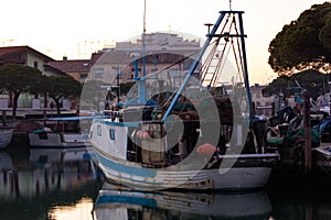 details of fishing boat photographed in caorle near the fish market