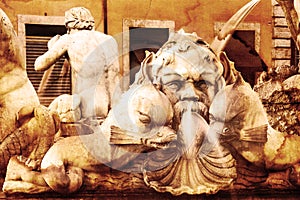 Details of fontana del Moro (the Moor Fountain). Roma. Italy.