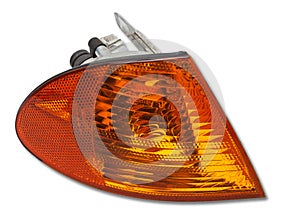 The details of the front turn signal of the car. Turn lamp of the car. Light turn signal before turn vehicle. The concept of