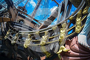Details of Galeone Neptune ship in Genoa, Italy