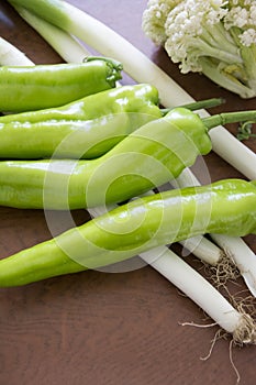 Details of green pepper and sharp pepper for cooking