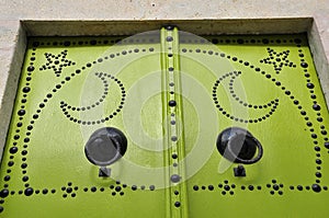 Details of Green Tunisian door, diverse colour