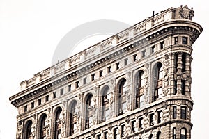 Details on historic Flatiron Building in New York City