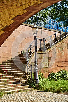 Details of the historic Moltke Bridge in the government district of Berlin