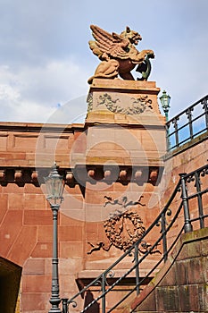 Details of the historic Moltke Bridge in the government district of Berlin