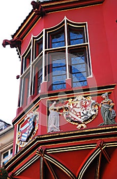 Details of Historical Merchants Hall facade, Freiburg im Breisgau, Germany