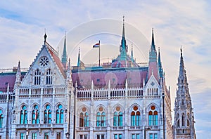 Details of Hungarian Parliament exterior, Budapest, Hungary