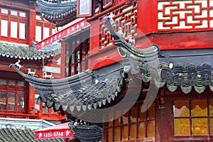 Details of the Huxinting tea house, the oldest tea house in Shanghai, China
