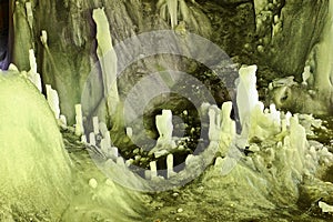 Details of ice formations in cave