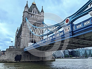 Details of the iconic Tower Bridge in London, England