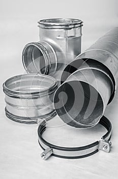 Ventilation system items on white background