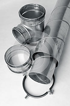 Ventilation system items on white background