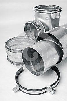 Ventilation system items on white background