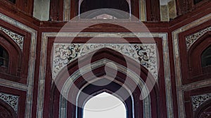 Details of the interior decoration of the mosque in the Taj Mahal complex.