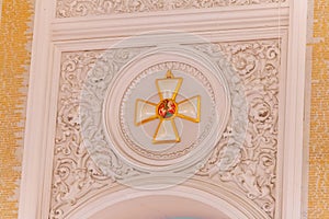 Details of the interior view of the Georgievsky hall in the Grand Kremlin Palace in Moscow.