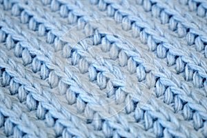 Details of knitted woolen fabric. blue textile background. Woolen Texture Background, Knitted Wool Fabric, Hairy Fluffy Textile