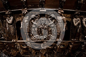 Details The magnificent wooden Vasa warship salvaged from the sea and displayed at Vasa Museum.