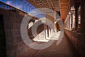 Details of masonry of Coricancha, famous temple in the Inca Empire, Cuzco, Peru photo