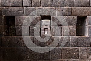 Details of masonry of Coricancha, famous temple in the Inca Empire at Cuzco, Peru