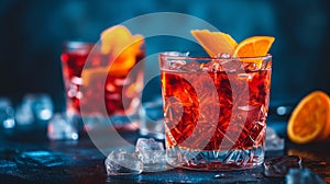 Details with the negroni cocktail. AI generated