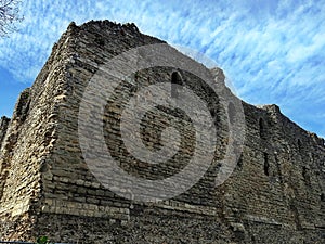 Details of the Norman castle in Canterbury, UK.