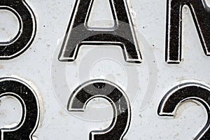 Details of an old licence plate